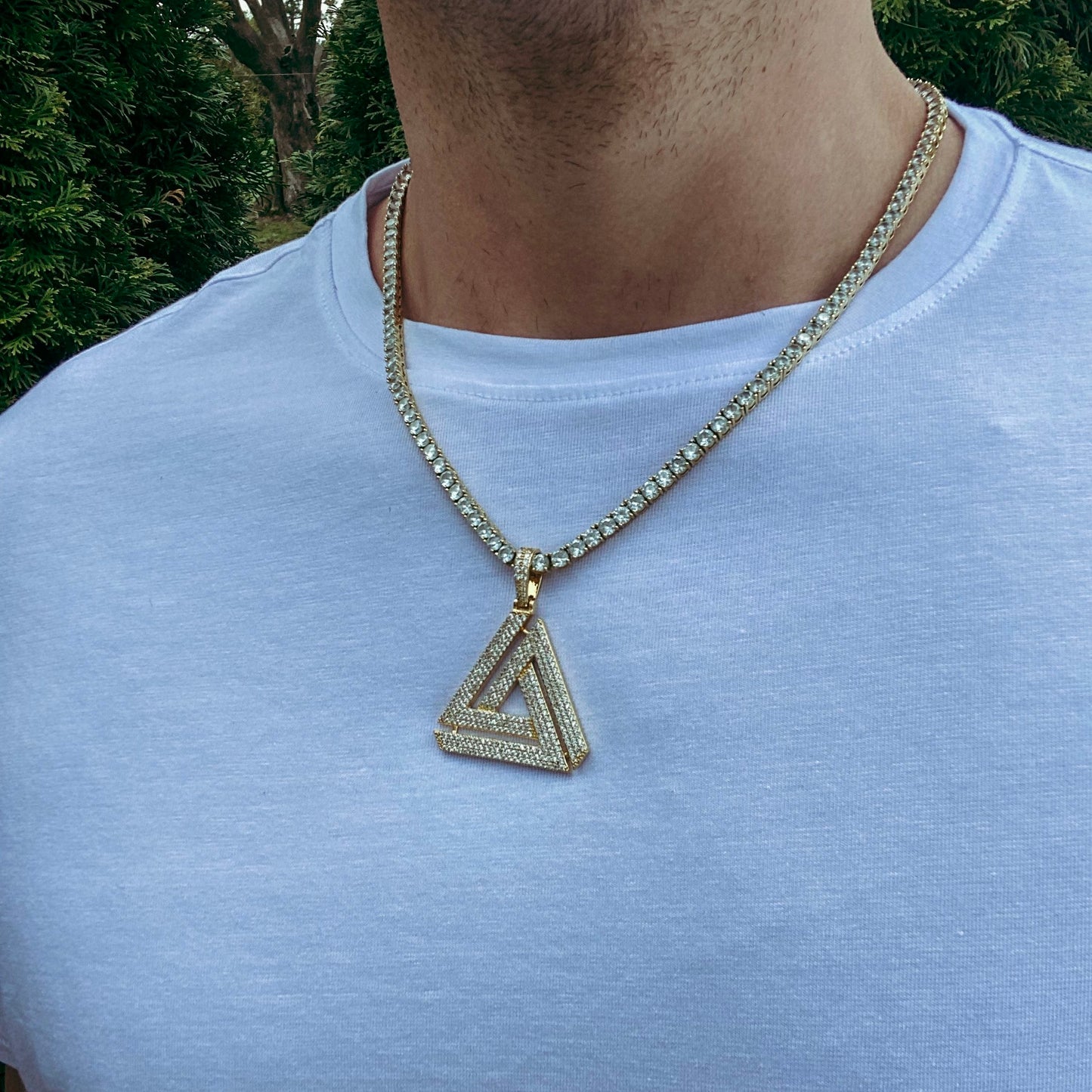 ICED PENROSE TRIANGLE PENDANT + CHAIN