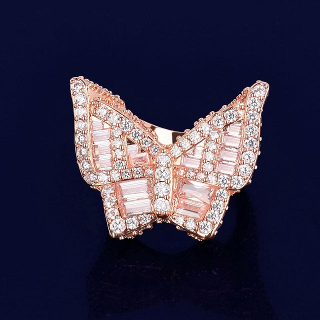 WOMENS BAGUETTE BUTTERFLY RING