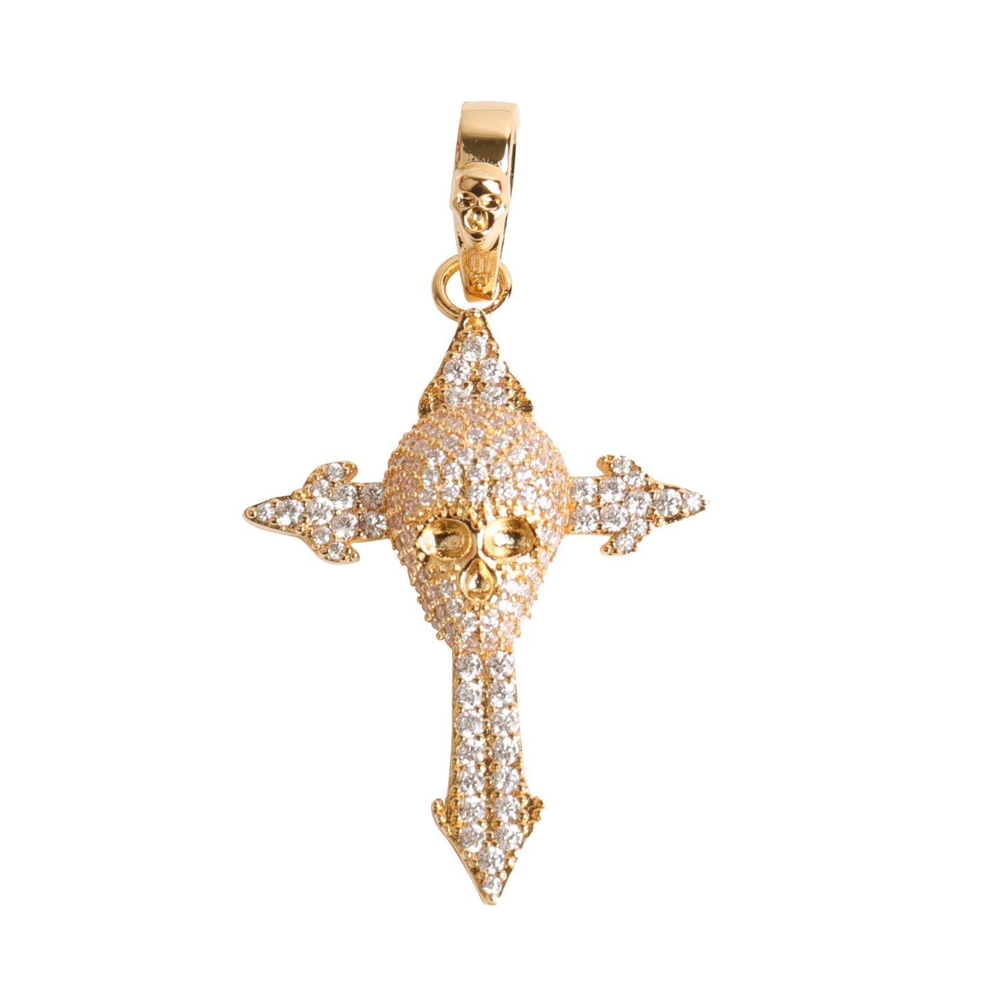 ICED CROSS SKULL PENDANT + CHAIN