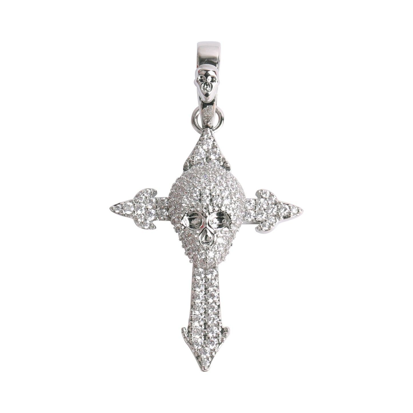 ICED CROSS SKULL PENDANT + CHAIN