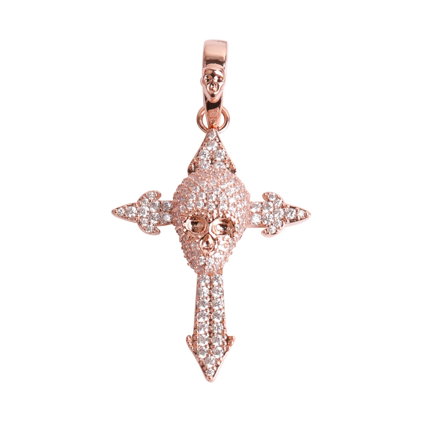 ICED CROSS SKULL PENDANT + CHAIN