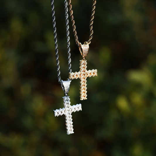 ICED CROSS PENDANT + CHAIN