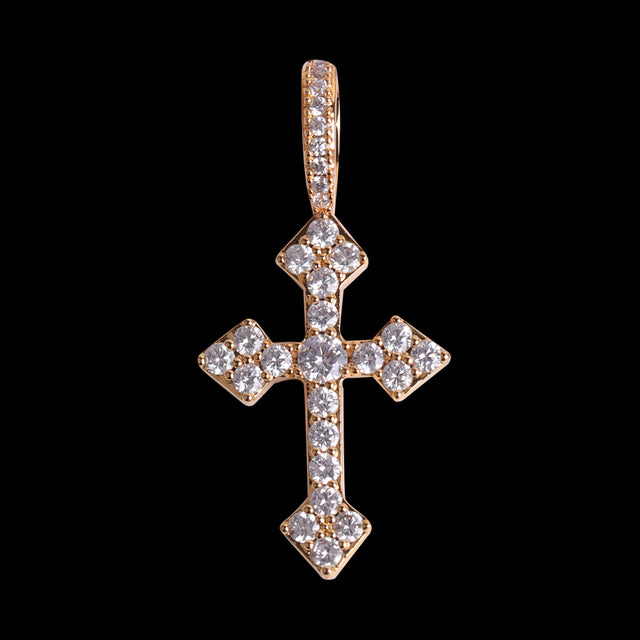 ICED OUT STYLISTIC CROSS PENDANT + CHAIN