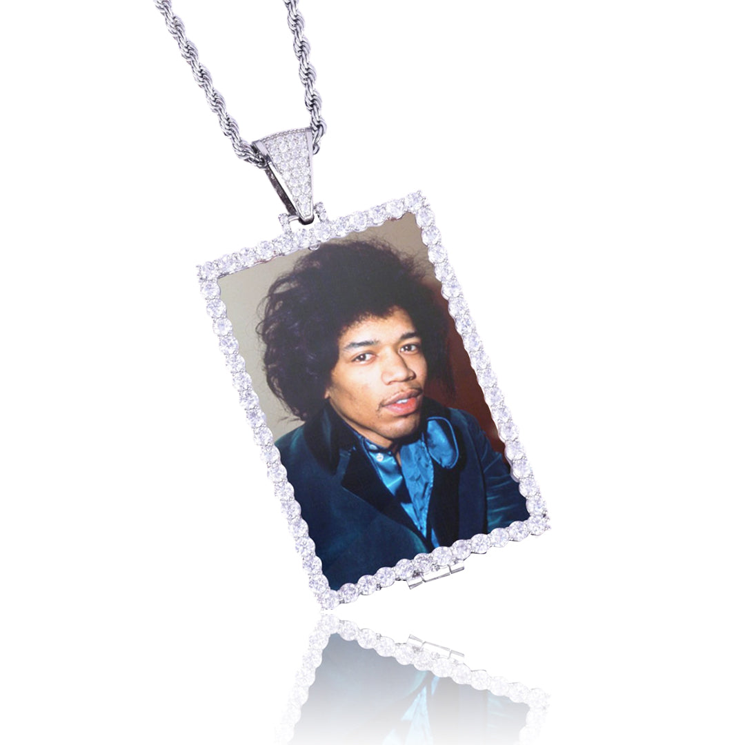 CUSTOM RECTANGULAR PHOTO PENDANT NECKLACE