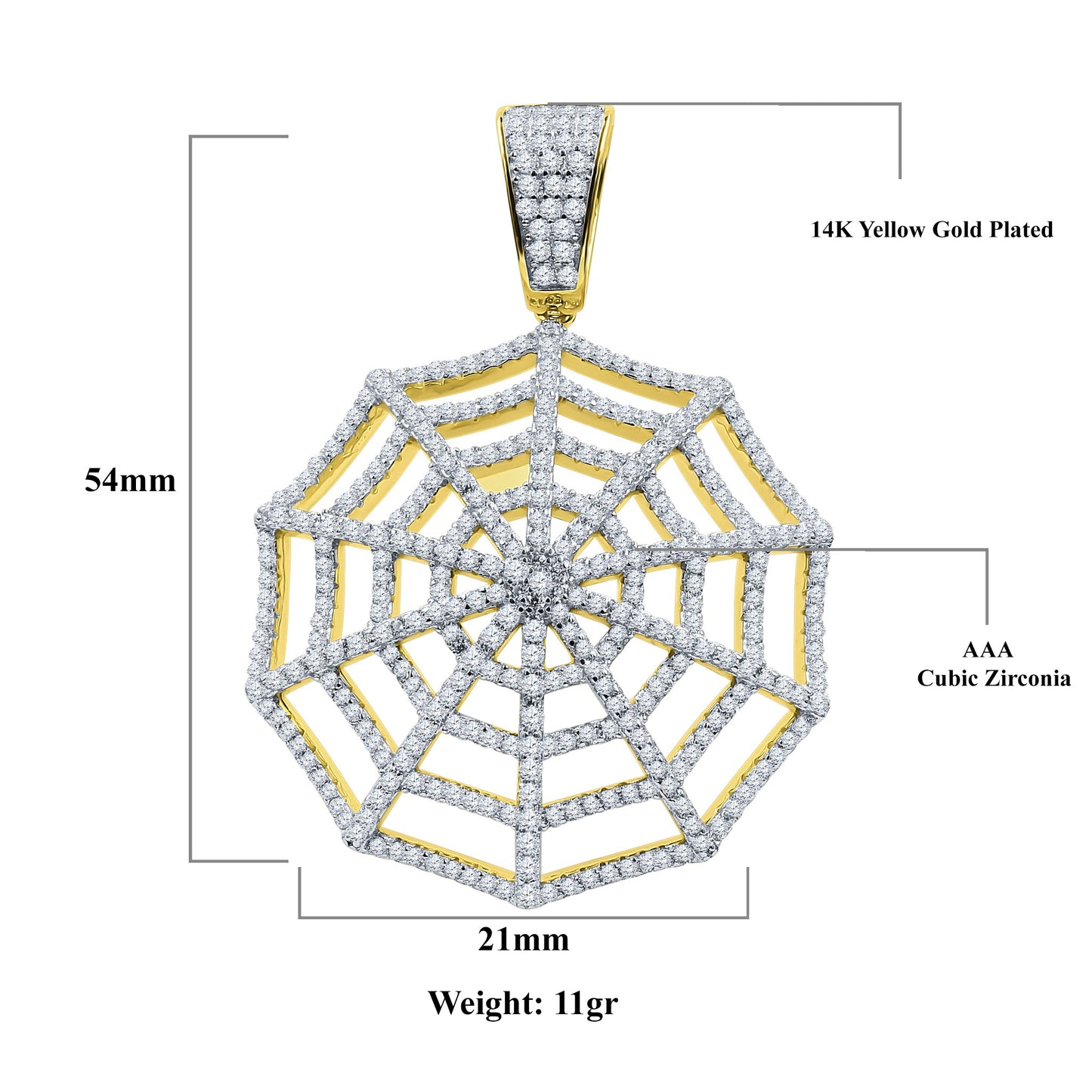 ICED SPIDER WEB PENDANT // YELLOW GOLD