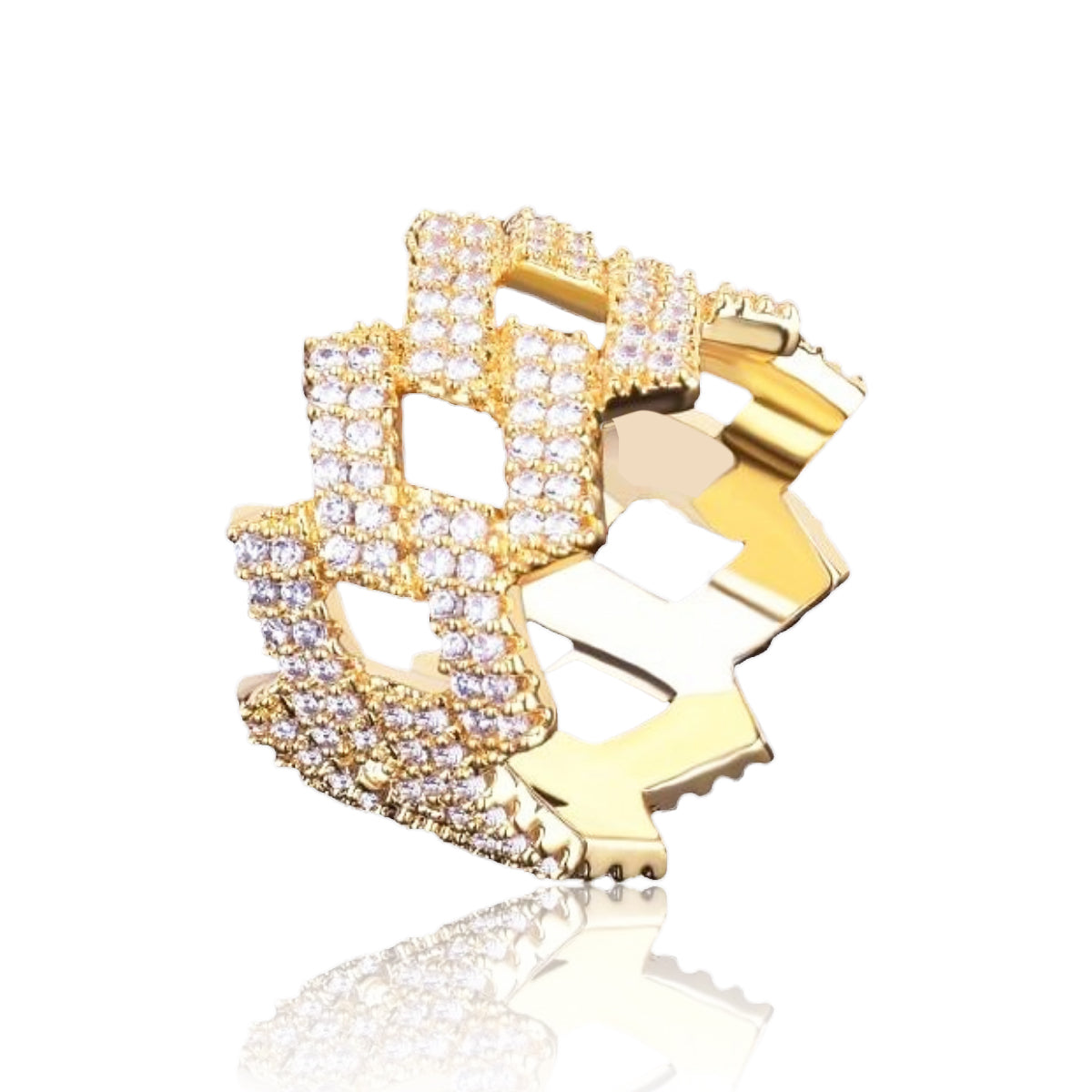 ICED EDGY CUBAN LINK RING
