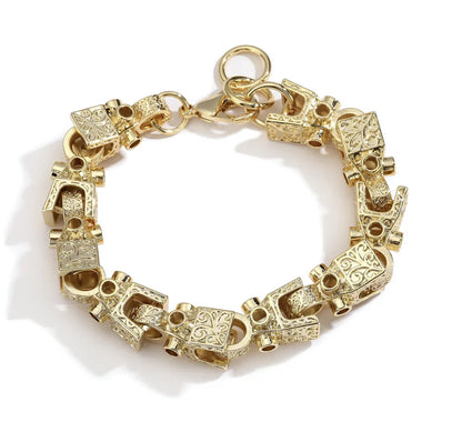 3D Geometry Block Cuban Link Bracelet