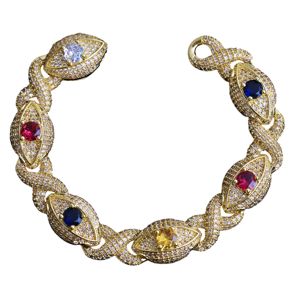 Iced Out Multi-Gem Infinity Vision Cuban Bracelet