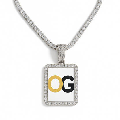 Custom Iced Out Rectangle Spinner Photo Pendant