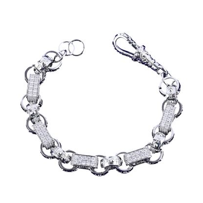 Iced Out Crystal Studded Albert Clasp Bracelet