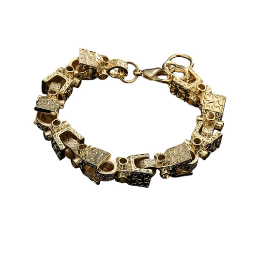 3D Geometry Block Cuban Link Bracelet