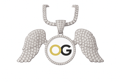 Custom Iced Out Angel Wings Legacy Photo Pendant