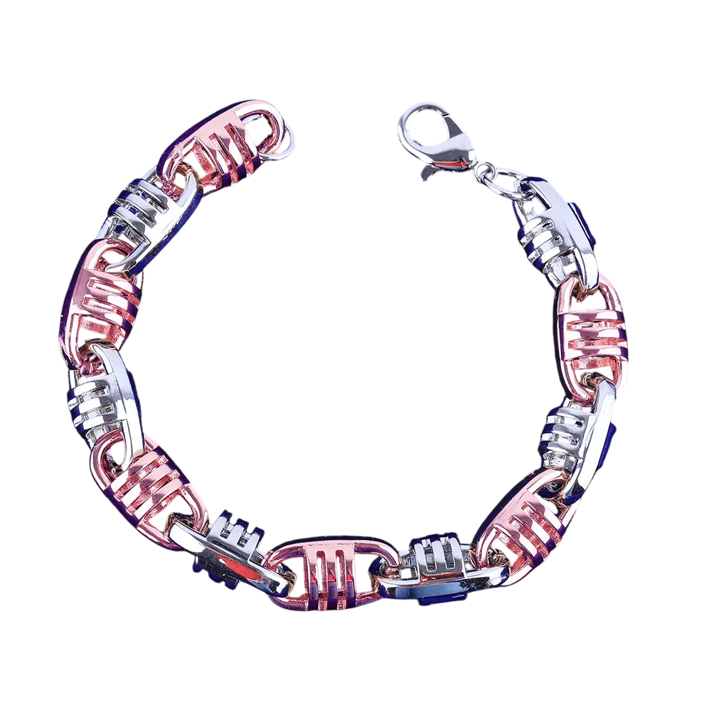 Coffee Bean Textured Cuban Link Bracelet