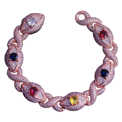 Iced Out Multi-Gem Infinity Vision Cuban Bracelet