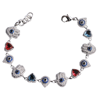 Iced Out Hamsa Heart Protection Bracelet