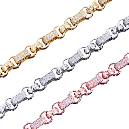 Iced Out Crystal Studded Albert Clasp Bracelet