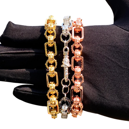 Iced Out Crystal Studded Albert Clasp Bracelet