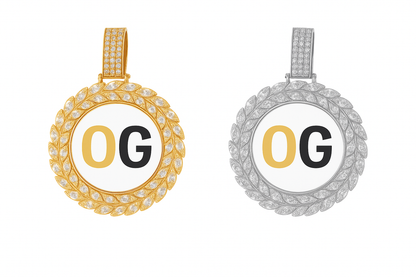 Custom Iced Out Leafy Round Photo Pendant