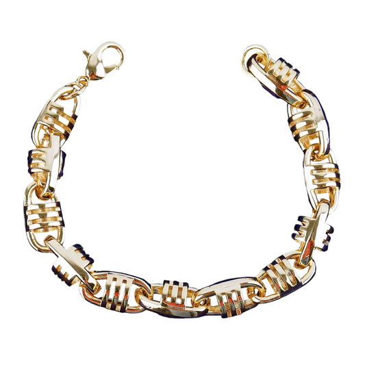 Coffee Bean Textured Cuban Link Bracelet