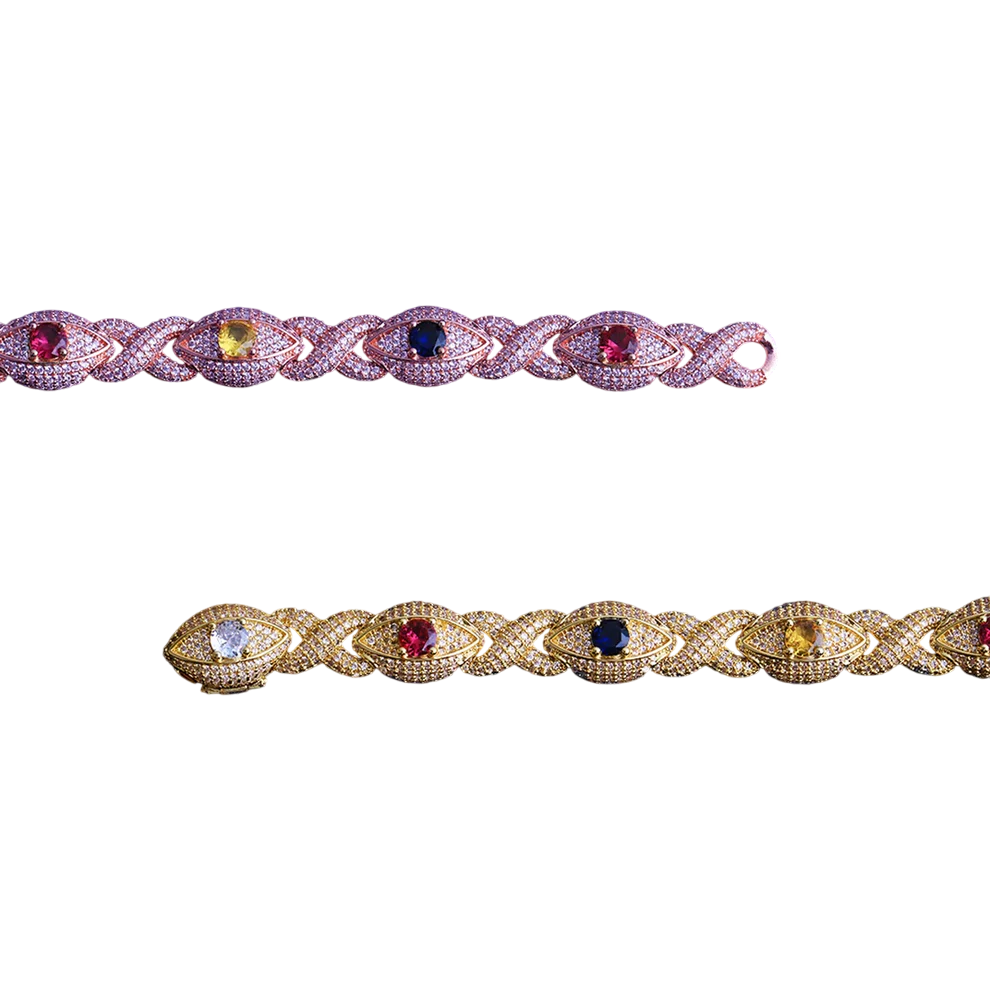 Iced Out Multi-Gem Infinity Vision Cuban Bracelet