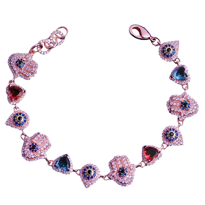 Iced Out Hamsa Heart Protection Bracelet