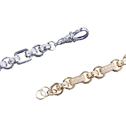 Iced Out Crystal Studded Albert Clasp Bracelet