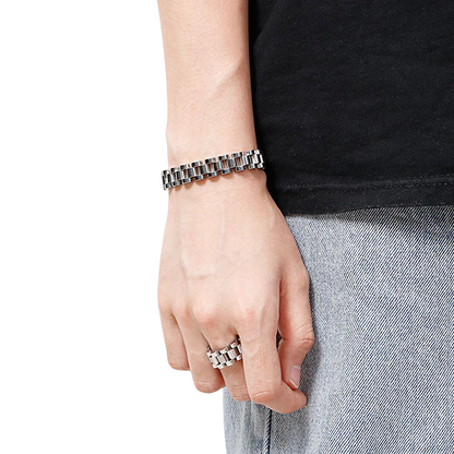 Elegant Stainless Steel Bracelet & Ring Set