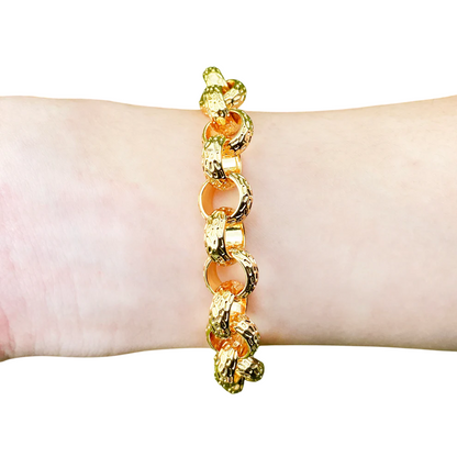 Metallic Mastery Textured Cuban Link Bracelet