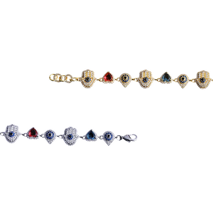 Iced Out Hamsa Heart Protection Bracelet