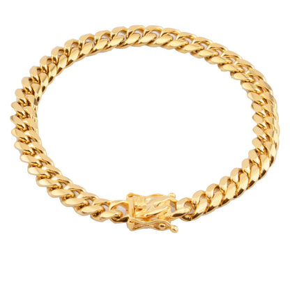 Classic Stainless Steel Gold Miami Cuban Link Bracelet