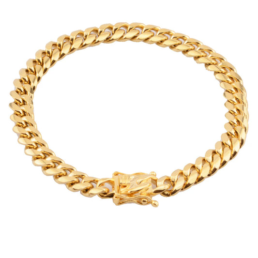 Classic Stainless Steel Gold Miami Cuban Link Bracelet
