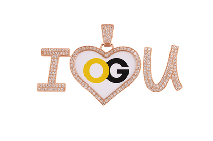Custom Iced Out Sparkling Heart Photo Pendant
