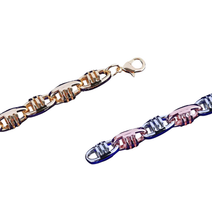 Coffee Bean Textured Cuban Link Bracelet