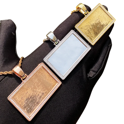 Custom Iced Out Rectangle Photo Pendant