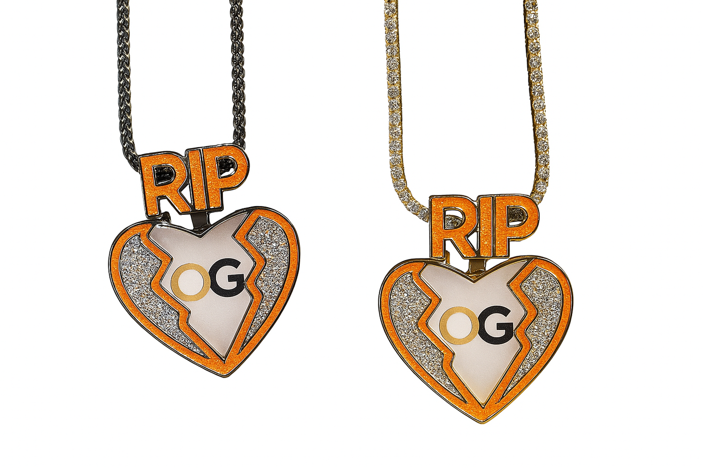 Custom Iced Out Broken Heart RIP Photo Pendant