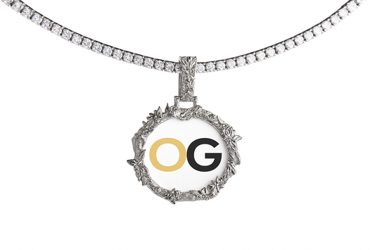 Custom Iced Out Rose Embedded Round Photo Pendant