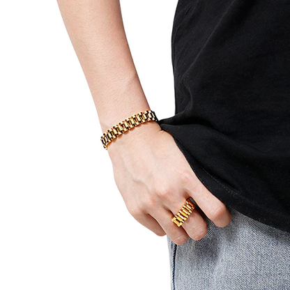 Elegant Stainless Steel Bracelet & Ring Set