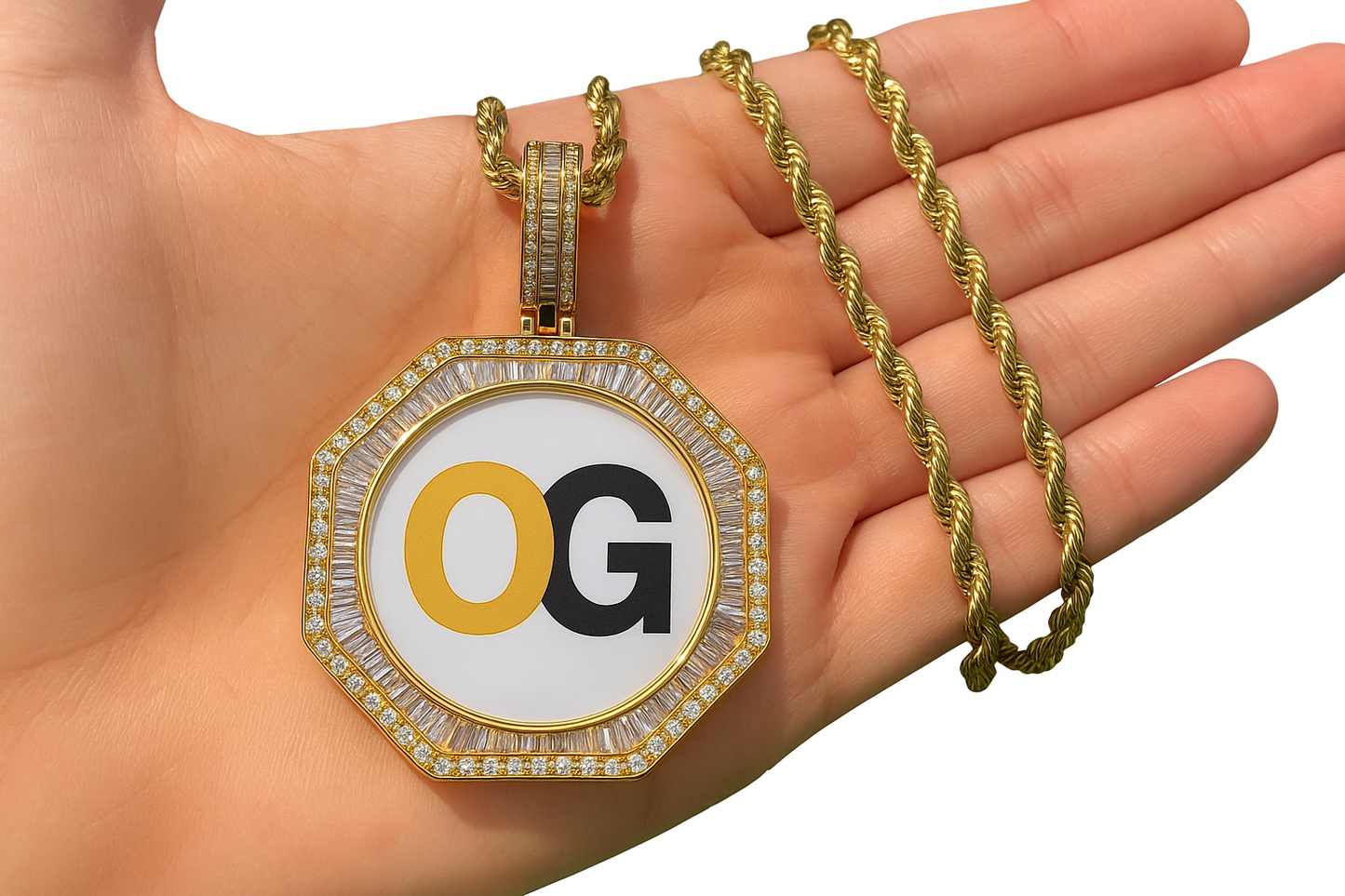 Custom Iced Out Polygon Photo Pendant