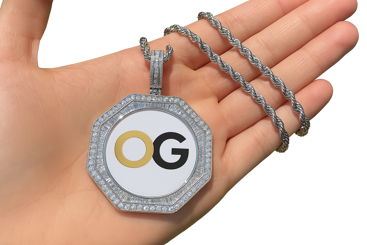 Custom Iced Out Polygon Photo Pendant