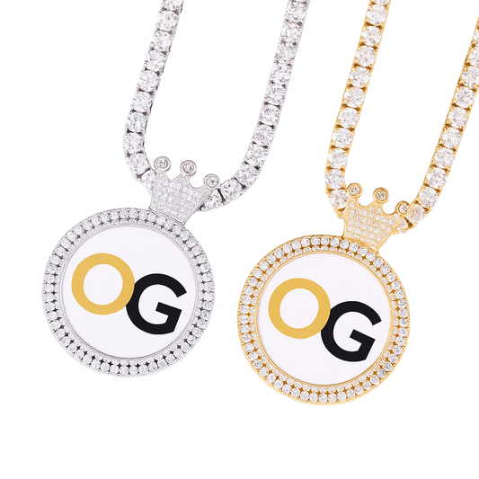 Custom Iced Out Medallion with Crown Photo Pendant