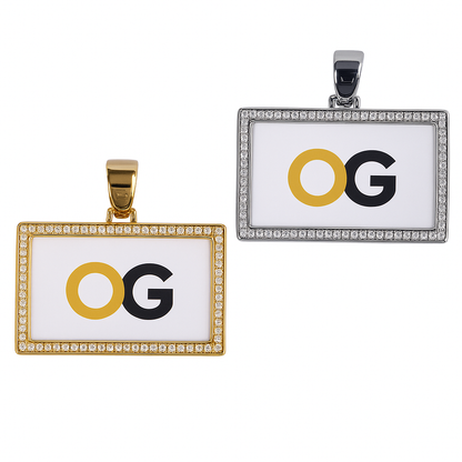 Custom Iced Out Rectangle Photo Pendant