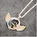 CUSTOM ANGEL WINGS PHOTO PENDANT + CHAIN