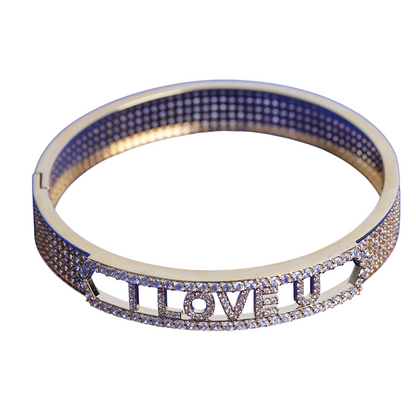 Iced Out Custom Letter Cutout Bangle Bracelet