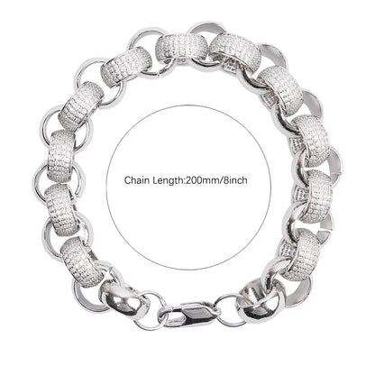 Iced Out Alternating Textured Cuban Link Bracelet // 12MM