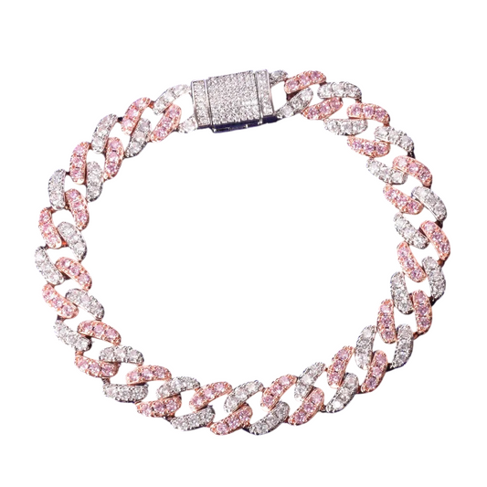 Iced Out Two Tone Miami Cuban Link Bracelet // 10MM