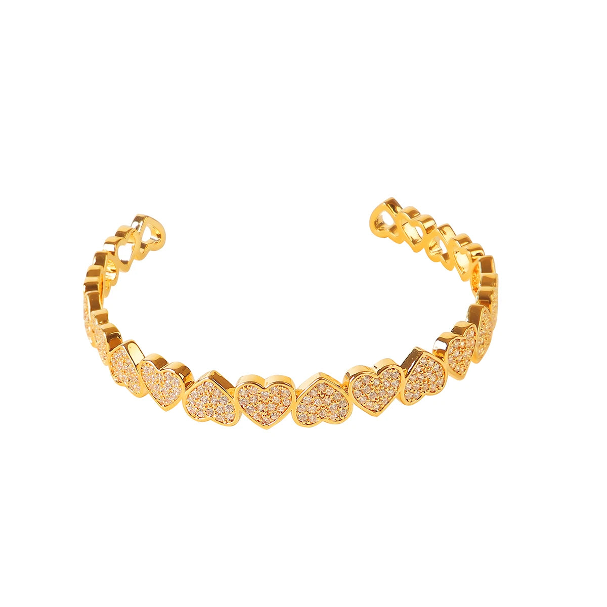 Luxury Hearts Adjustable Cuff Bracelet