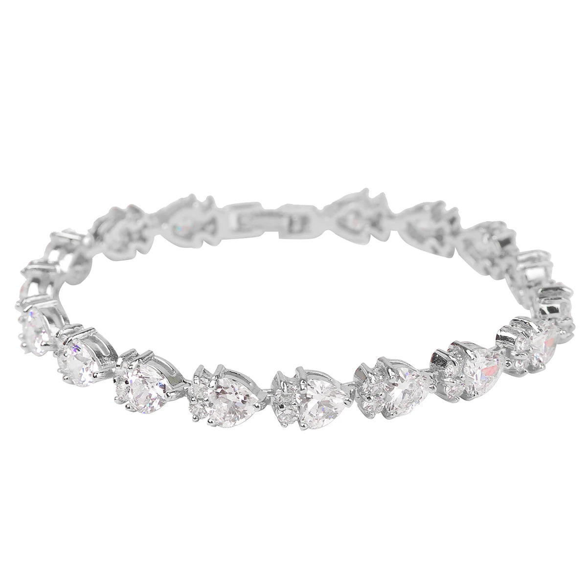 Floral Hearts Cluster Tennis Bracelet // 8MM