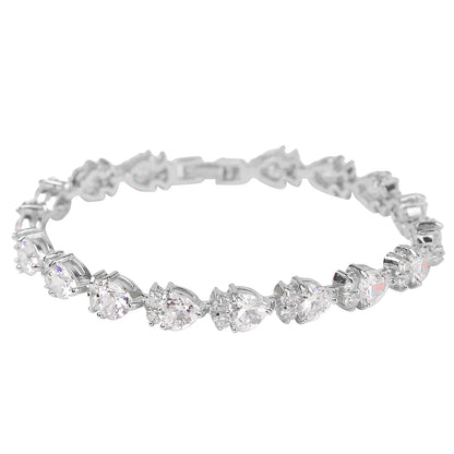 Floral Hearts Cluster Tennis Bracelet // 8MM