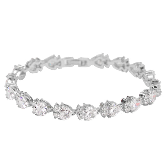 Floral Hearts Cluster Tennis Bracelet // 8MM