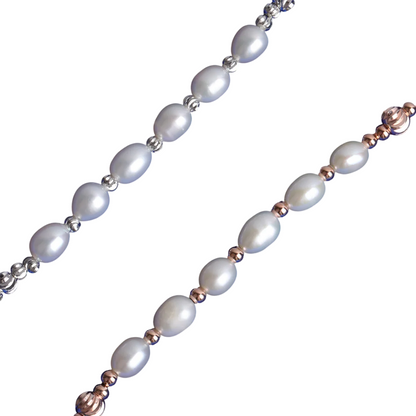 Metal Medley Pearl Charm Adjustable Bracelet // 5MM